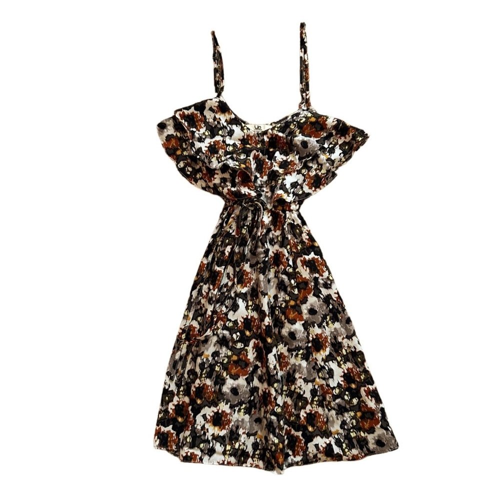 YA Los Angeles Brown Floral Sleeveless Fit and Flowy Dress Size Medium